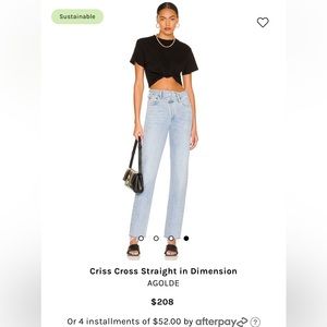 AGOLDE Criss Cross Straight in Dimension NWT Size 26